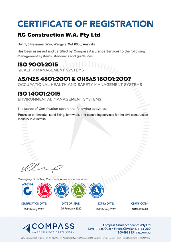 Certificate of Registration of ISO Accreditation